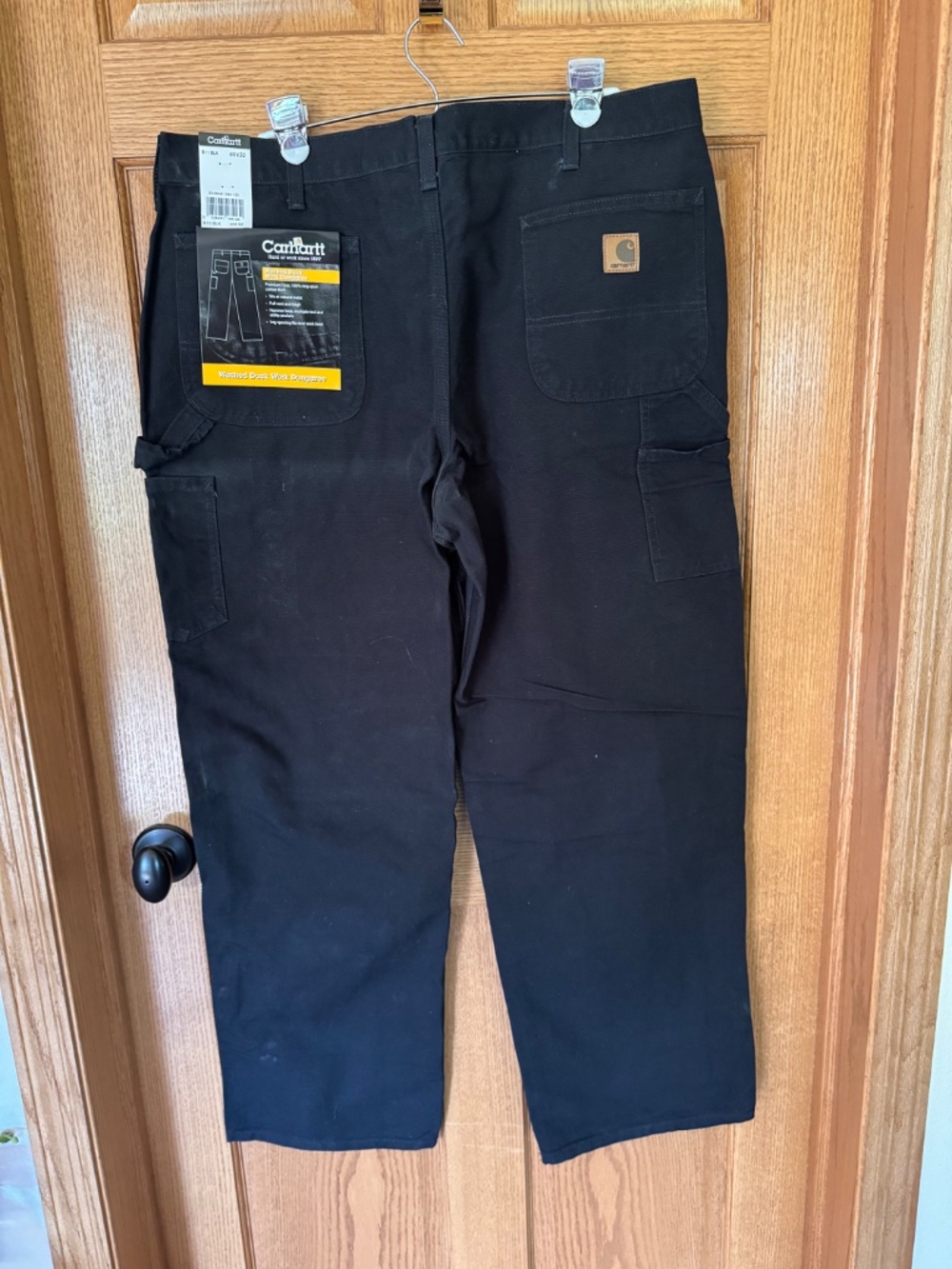 Mens Carhartt Black Washed Duck work Dungaree Size 40x32 NWT